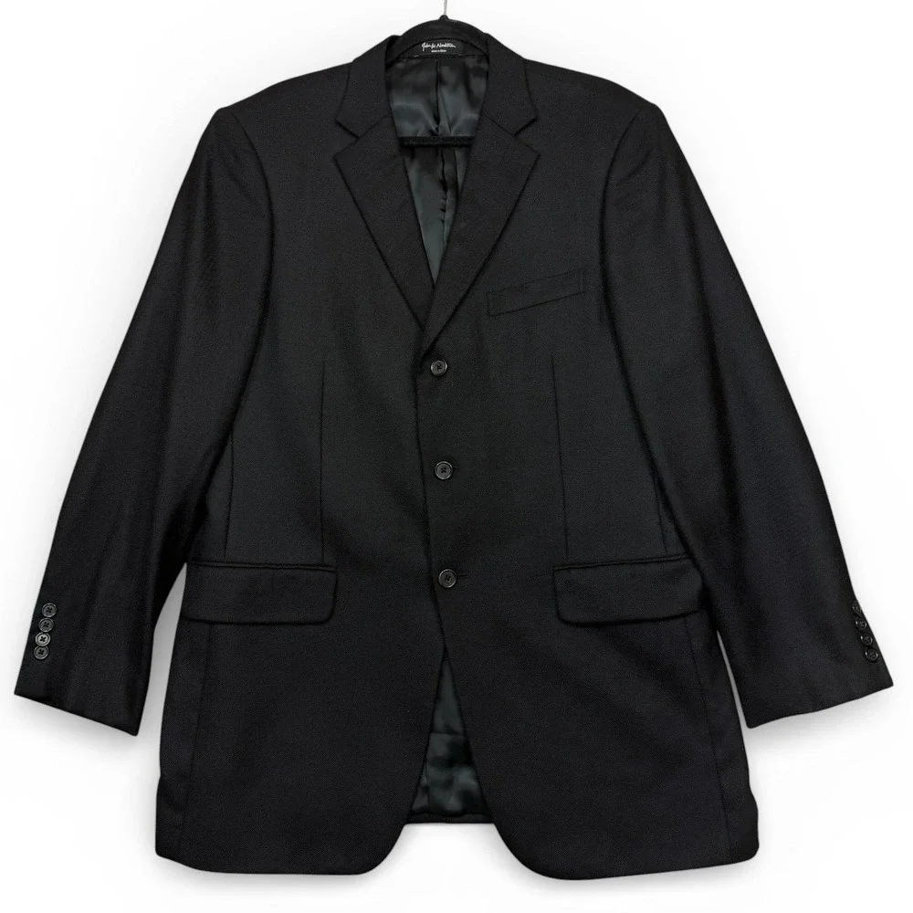John W Nordstrom Black 100% Cashmere Suit Jacket Blazer Men's 42L